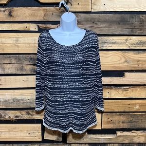 Eileen Fisher‎ Black & White Italian Yard Knit Sweater Medium
